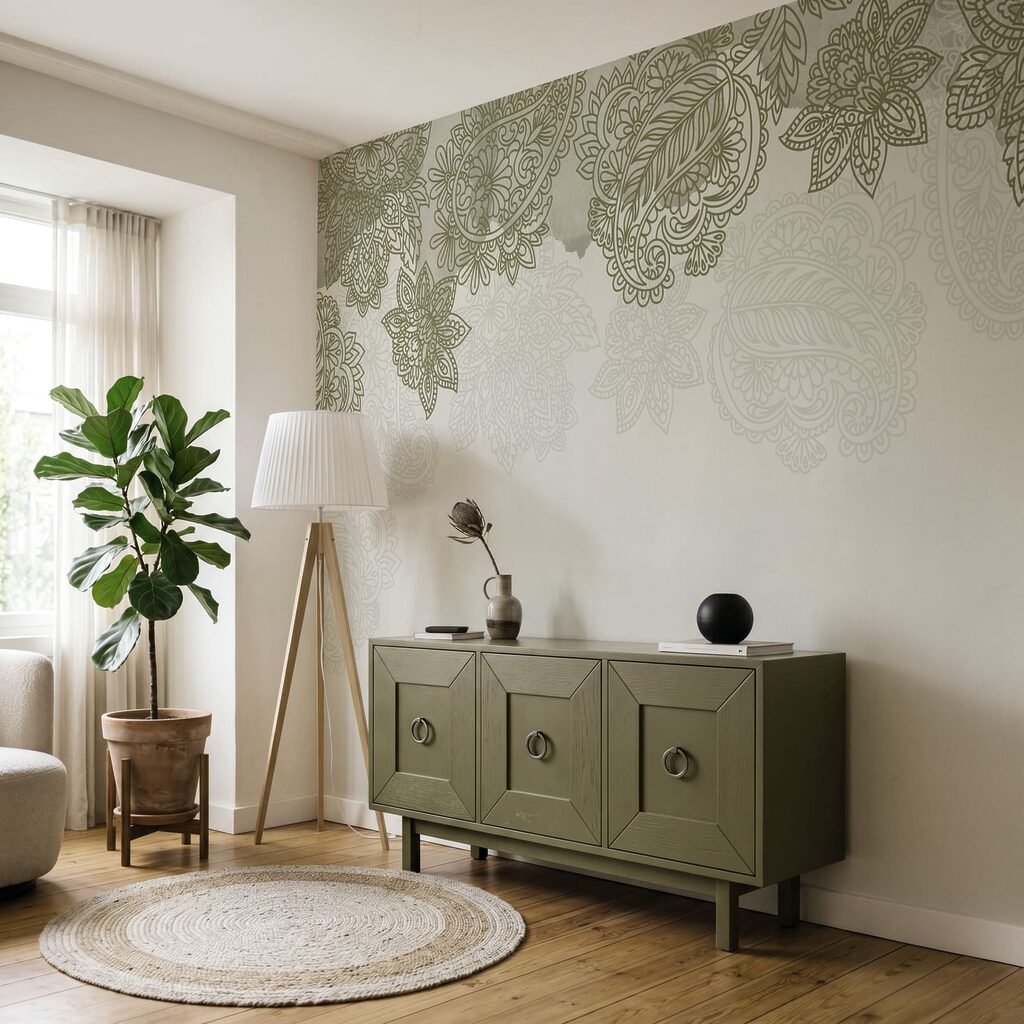 Paisleymotieven langs de bovenrand — interieur 2