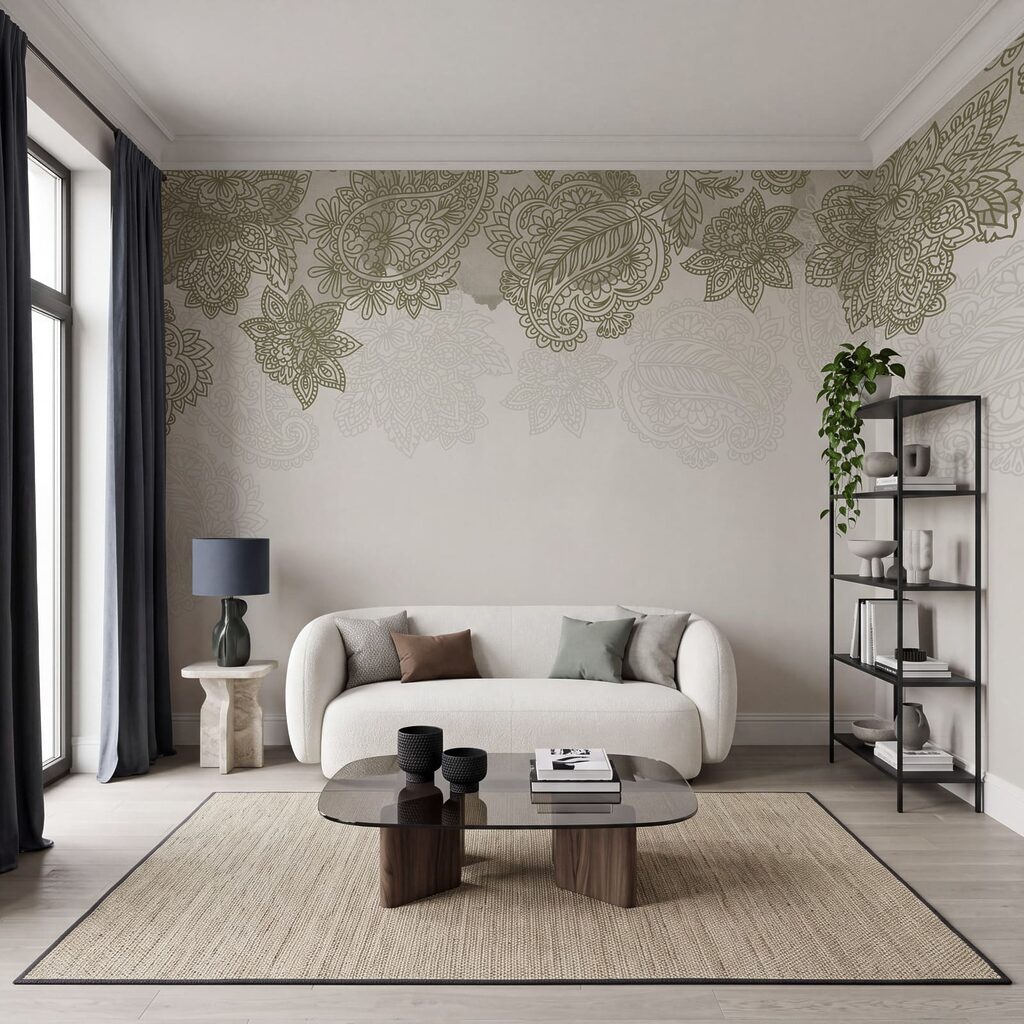 Paisleymotieven langs de bovenrand — interieur 3