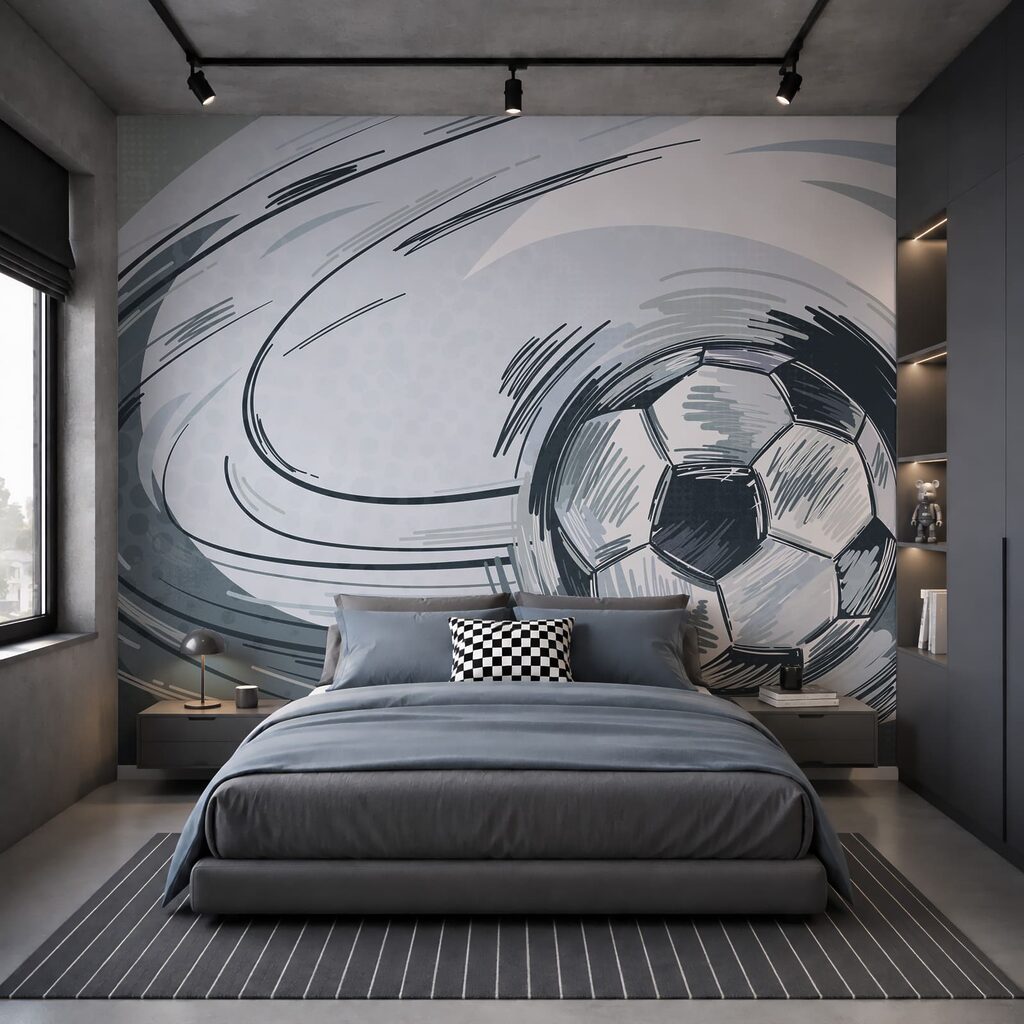Voetbal langs een inktboog — interieur 2