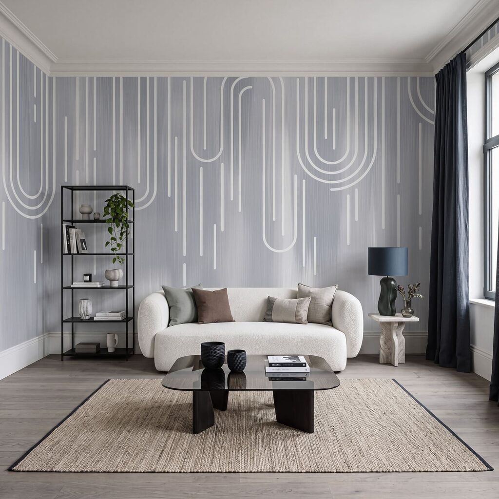 Witte lijnen op een grijze achtergrond — interieur 2