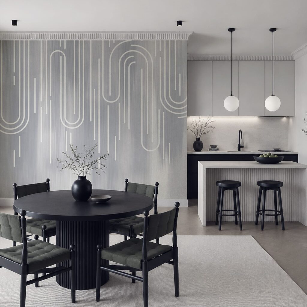 Witte lijnen op een grijze achtergrond — interieur 4