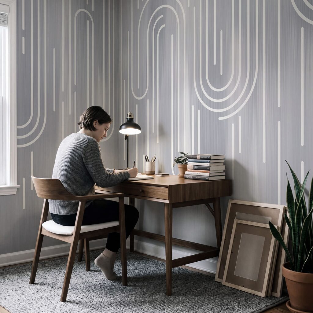 Witte lijnen op een grijze achtergrond — interieur 6