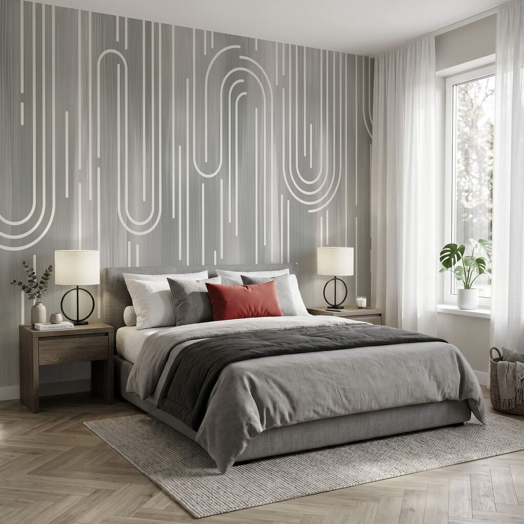 Witte lijnen op een grijze achtergrond — interieur 1
