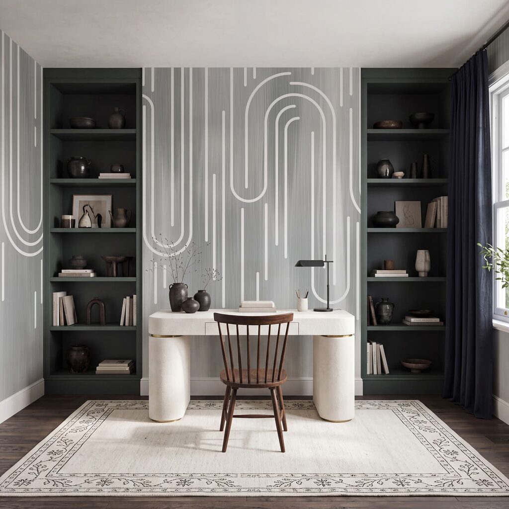 Witte lijnen op een grijze achtergrond — interieur 4