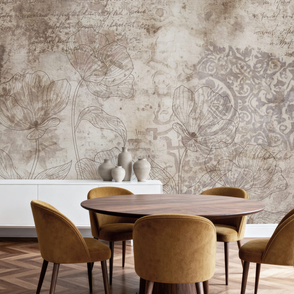 Bloemlijnen tussen oude ornamenten — interieur 4