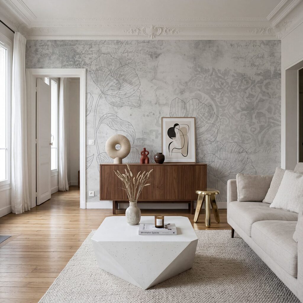 Bloemlijnen tussen oude ornamenten — interieur 4