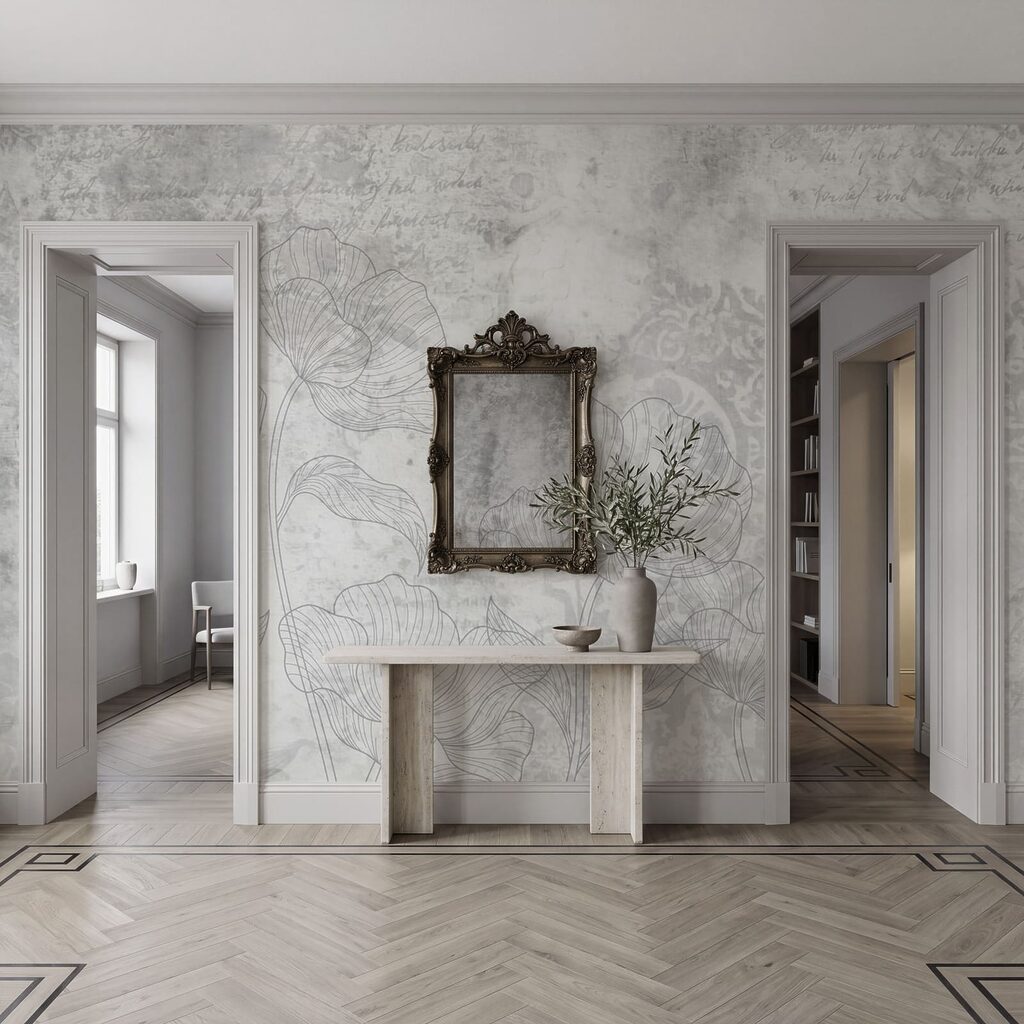 Bloemlijnen tussen oude ornamenten — interieur 5