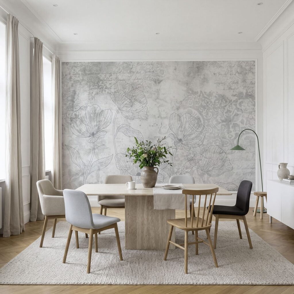 Bloemlijnen tussen oude ornamenten — interieur 1