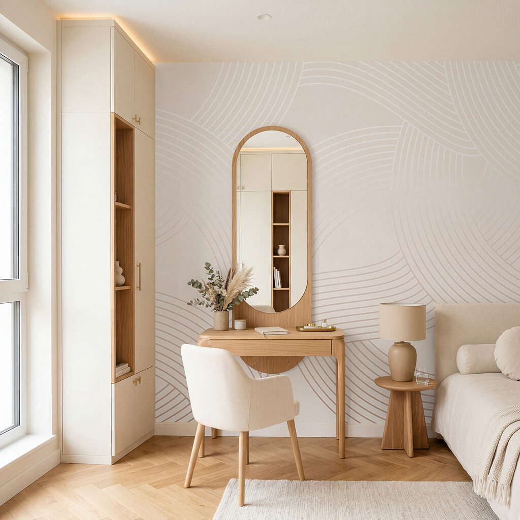 Wit en rood patroon in een interieur
