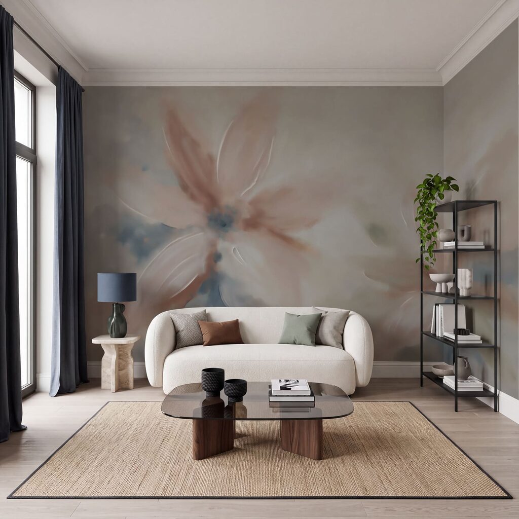 Bloemen als zachte verfwaaiers — interieur 1