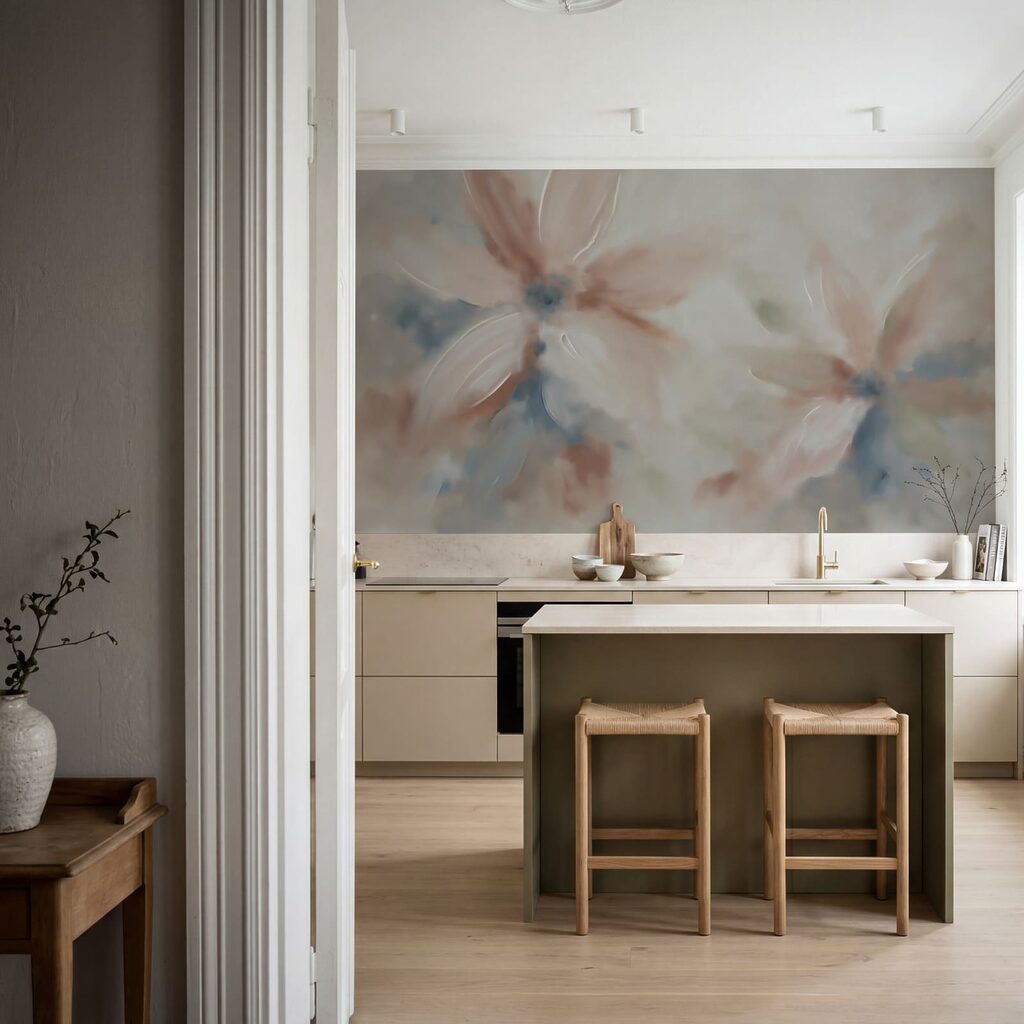 Bloemen als zachte verfwaaiers — interieur 3