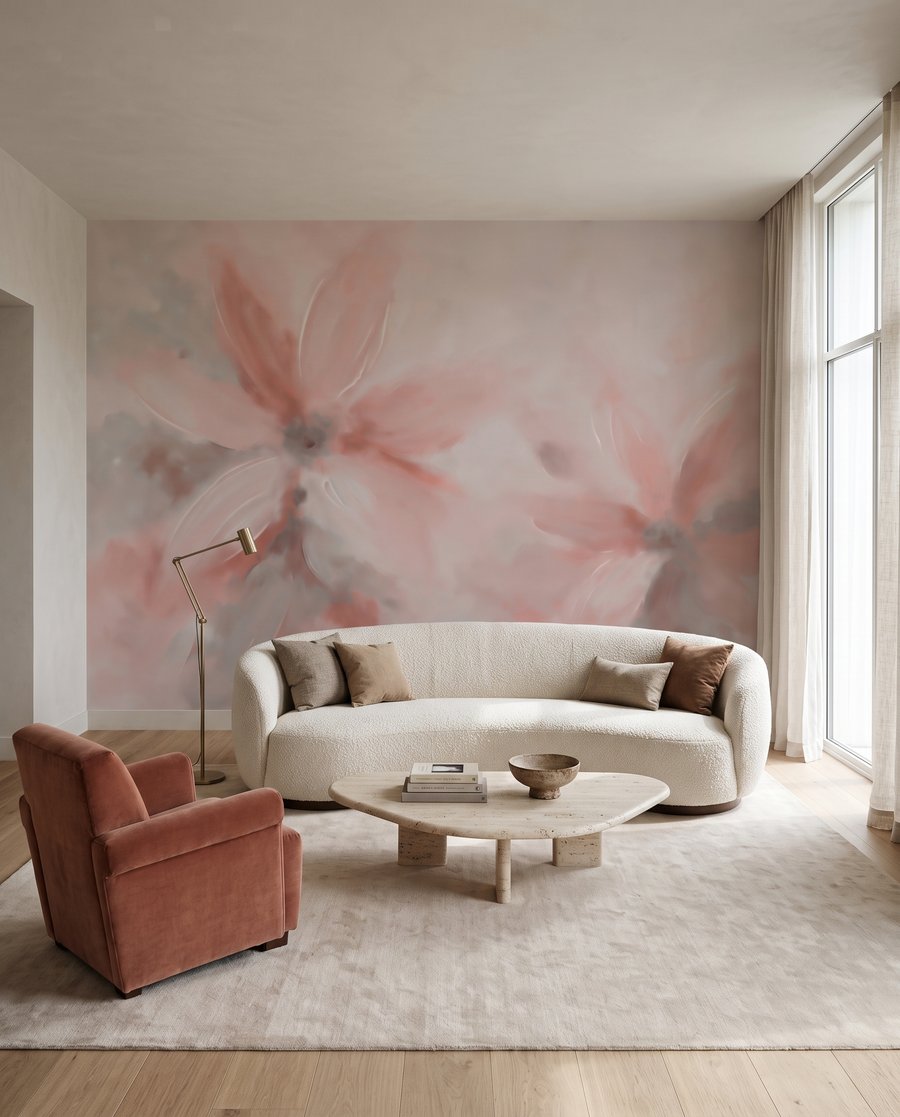 Bloemen als zachte verfwaaiers in een interieur