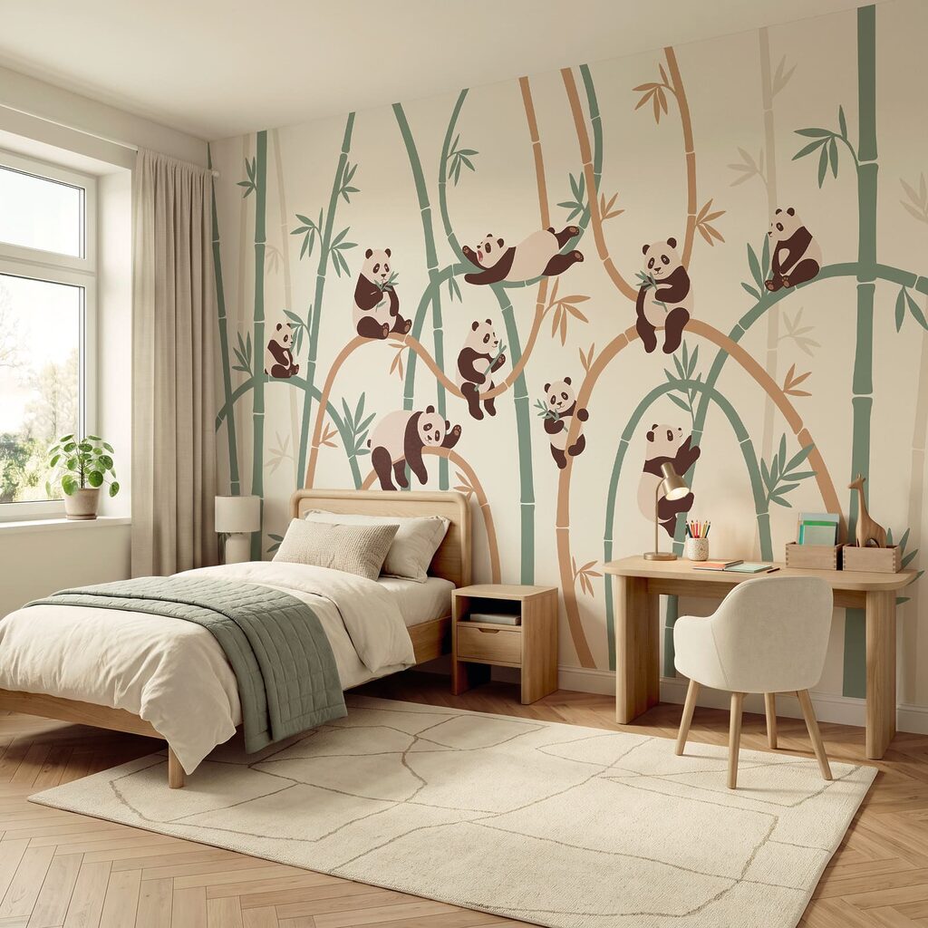 Panda’s in een boom in een interieur
