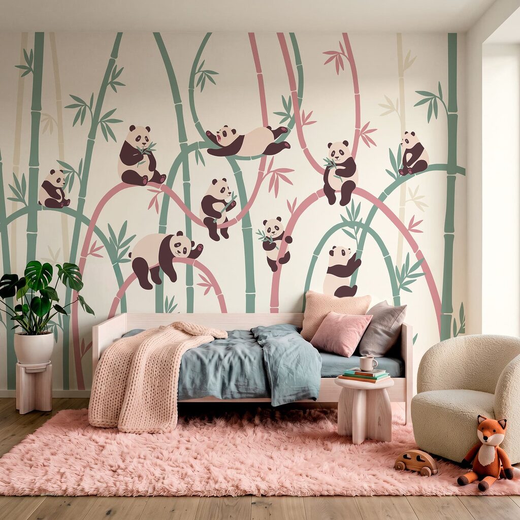 Panda's klauteren tussen bamboe — interieur 2