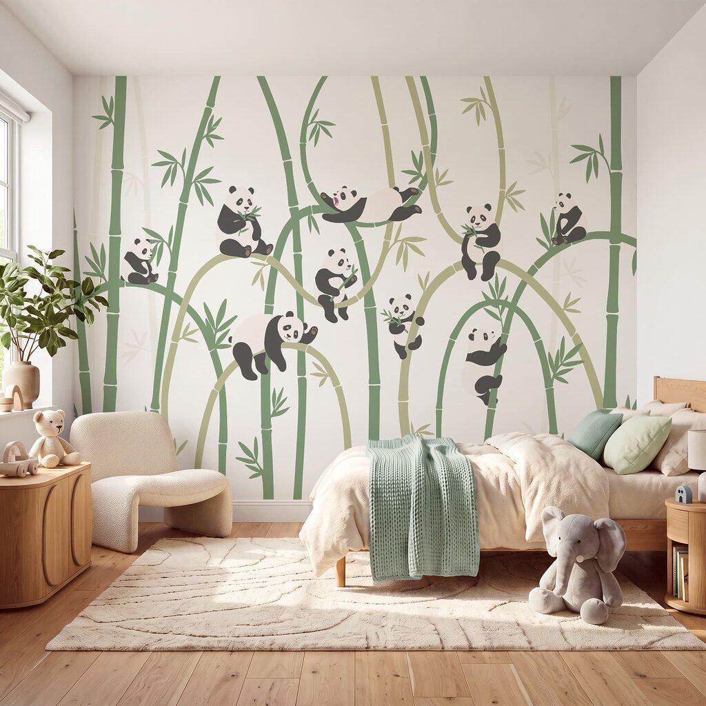 Panda's klauteren tussen bamboe — interieur 1