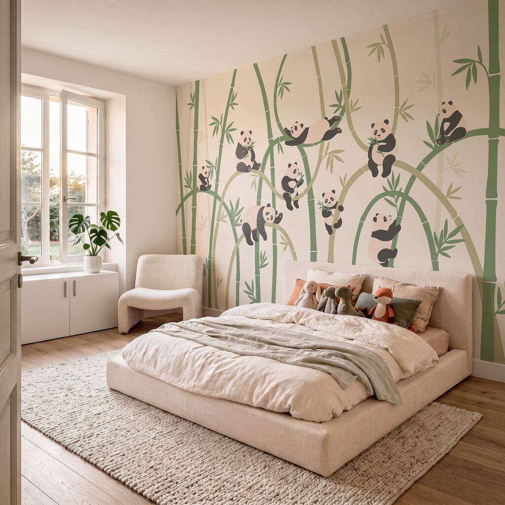Panda's klauteren tussen bamboe — interieur 2