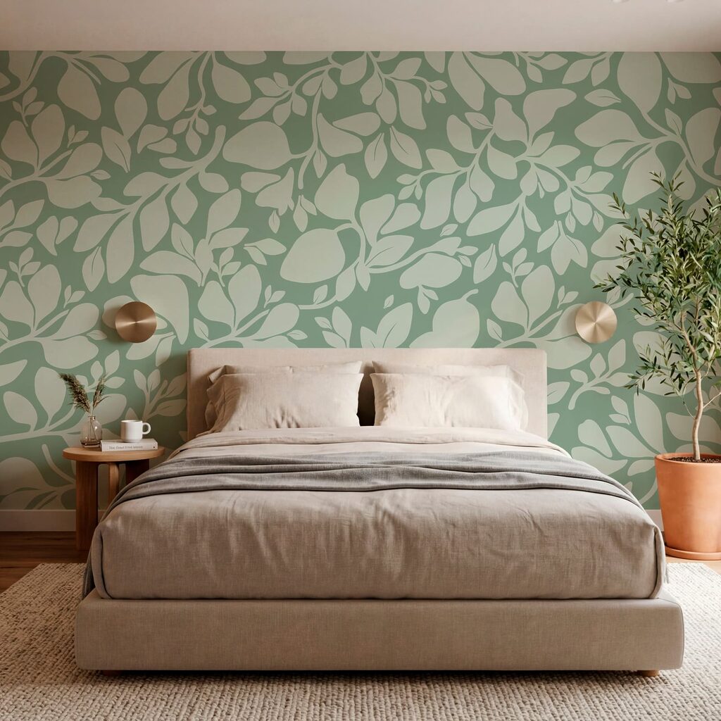 Bladpatroon op een groene achtergrond — interieur 2