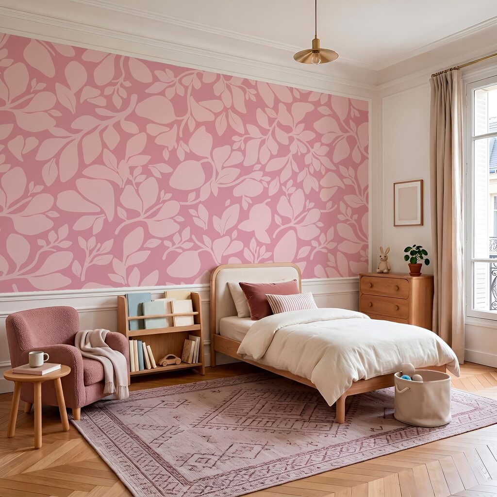 Roze patroon met bladeren — interieur 3