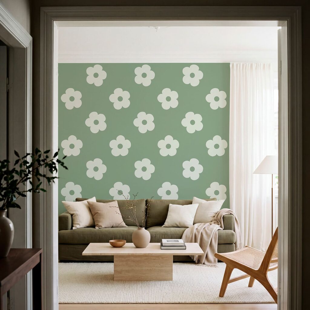 Patroon van witte bloemen — interieur 2