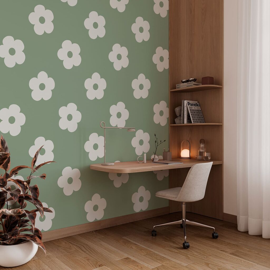 Patroon van witte bloemen — interieur 1