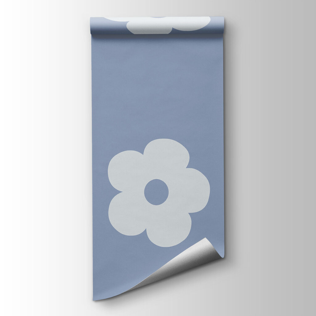 Patroon van witte bloemen op een blauwe achtergrond — productweergave