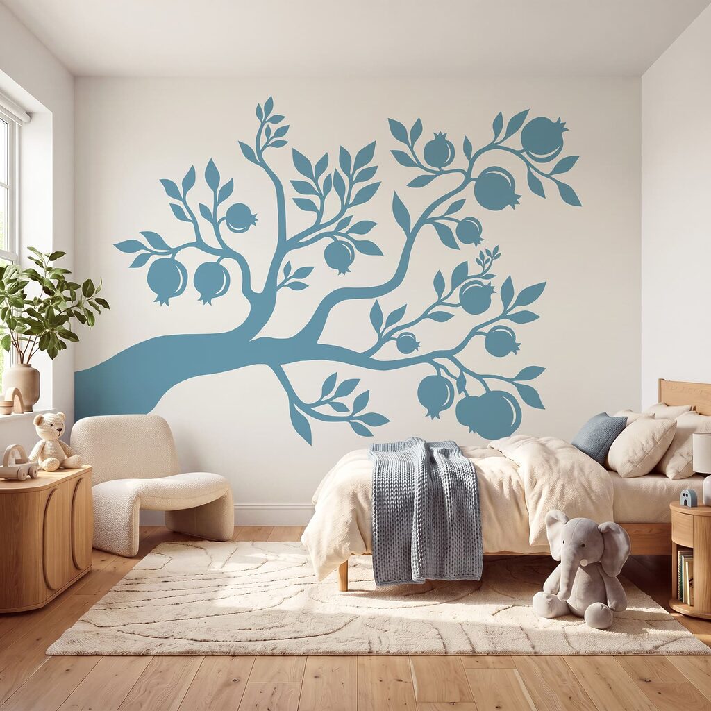 Blauwe boom met bladeren en vruchten — interieur 3