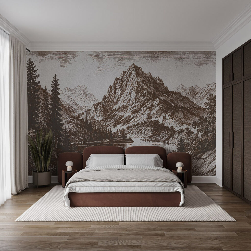 Bergketen met bomen en een meer — interieur 2