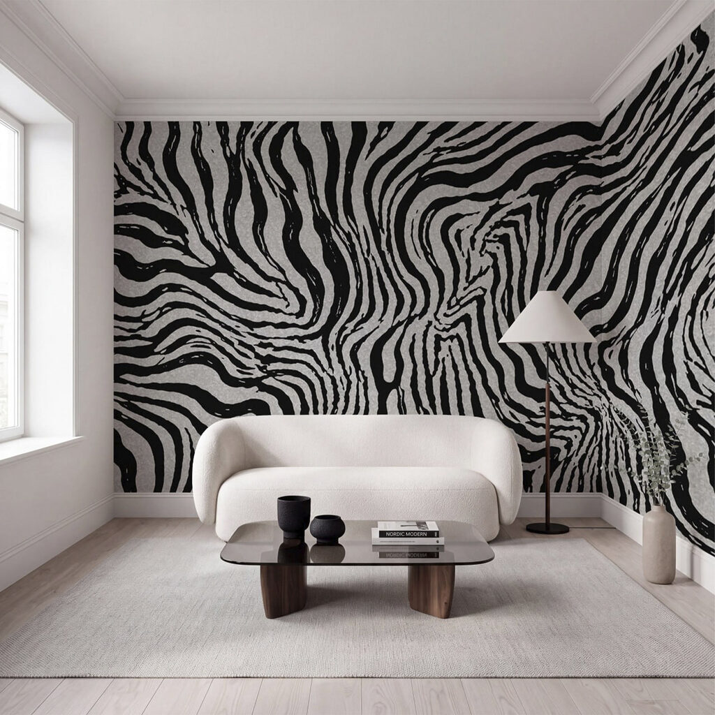 Zwart-wit gestreept patroon — interieur 2