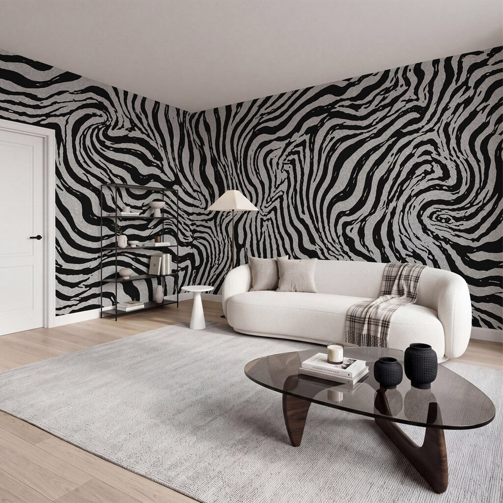 Zwart-wit gestreept patroon — interieur 1