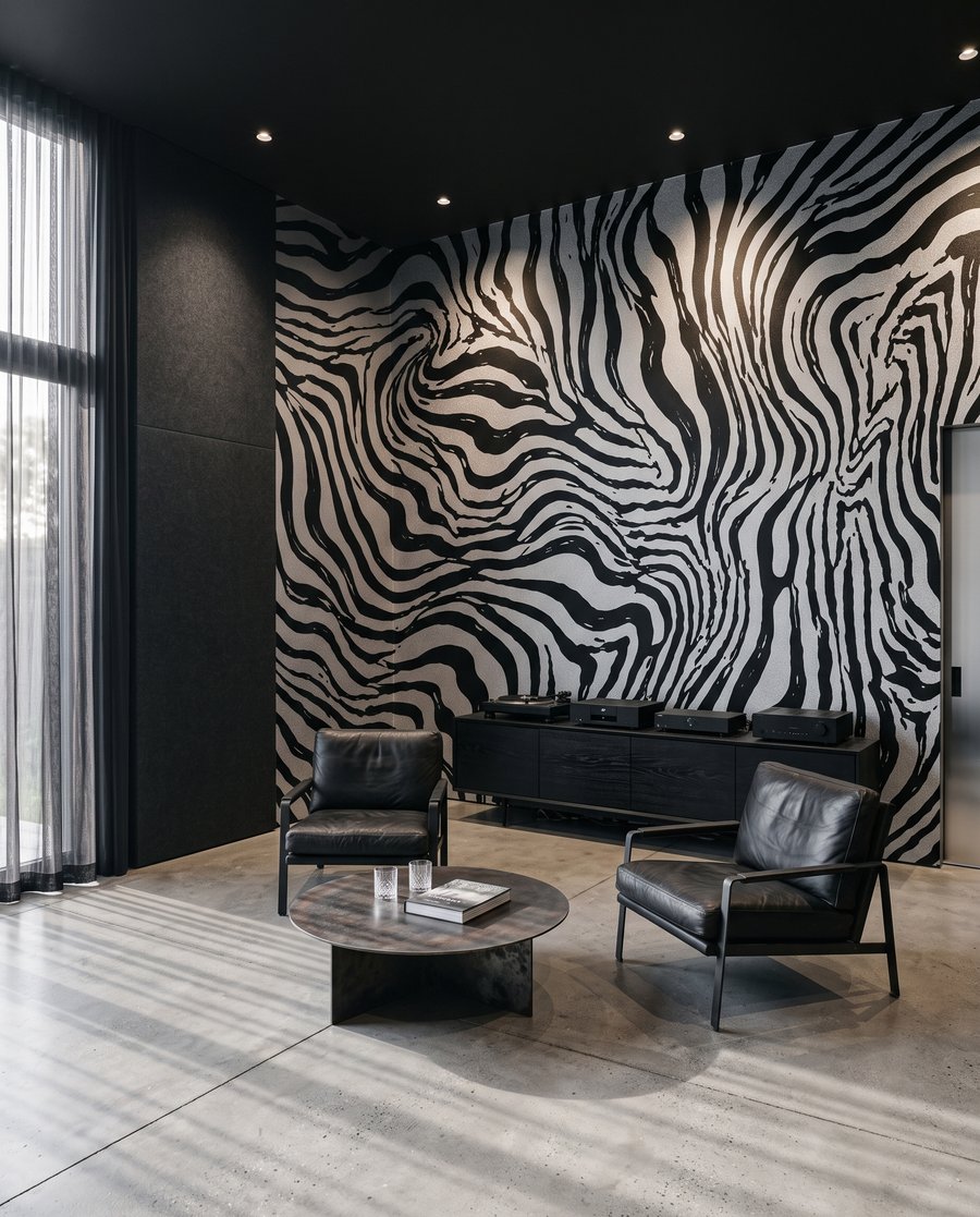 Zebrastrepen in beweging in een interieur