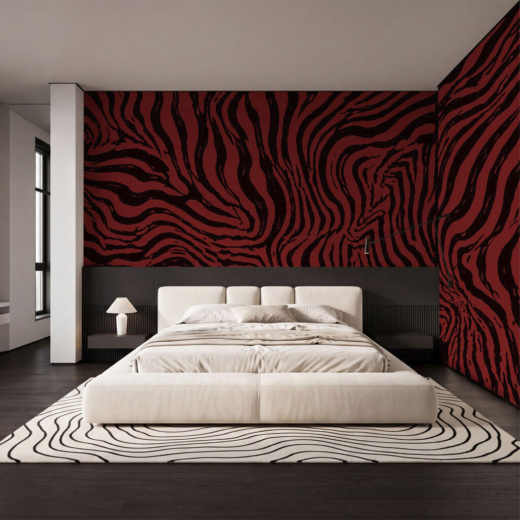 Rood-zwart gestreept patroon — interieur 2