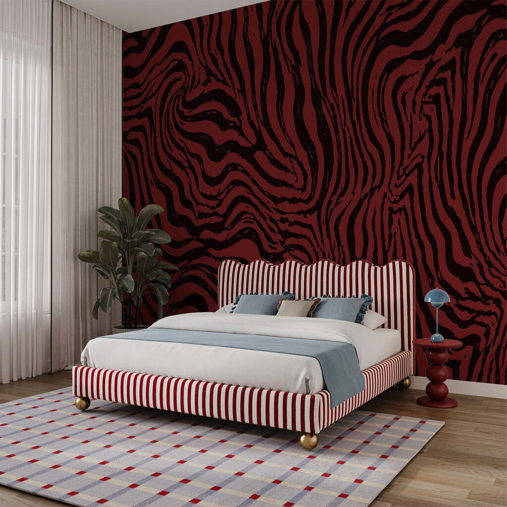 Rood-zwart gestreept patroon — interieur 1