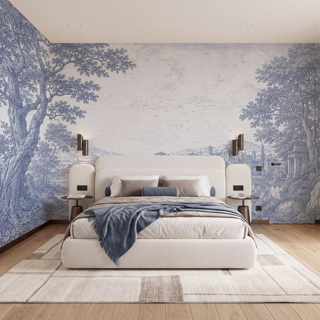 Tekening van een stad en een rivier — interieur 1
