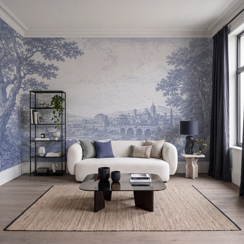 Tekening van een stad en een rivier — interieur 2