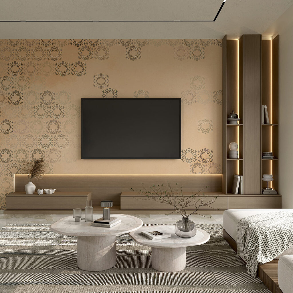 Patroon van zwarte en witte bloemen in een interieur
