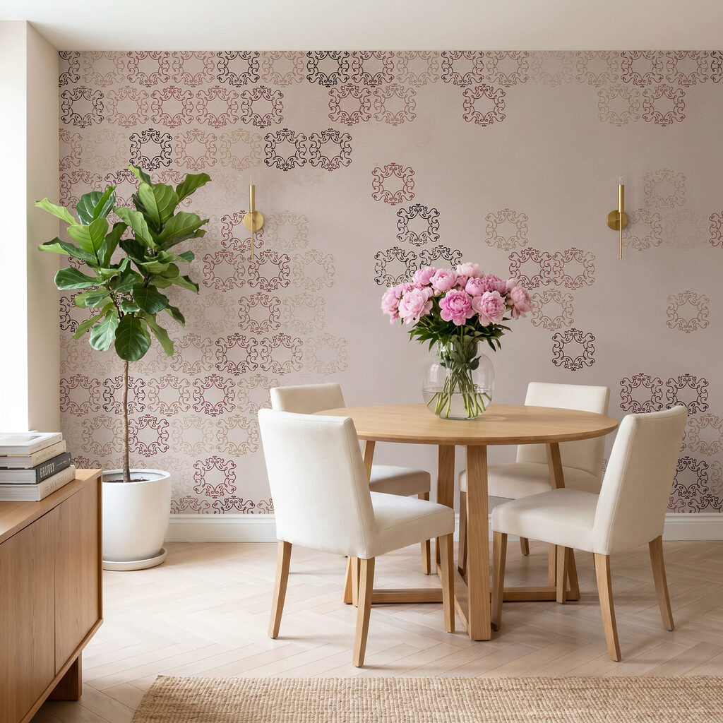 Kanten rozetten in groepjes — interieur 1