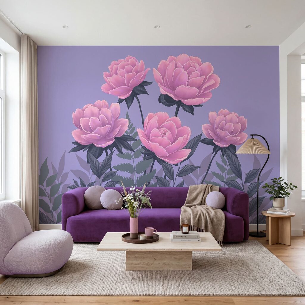 Roze bloei op lila — interieur 3