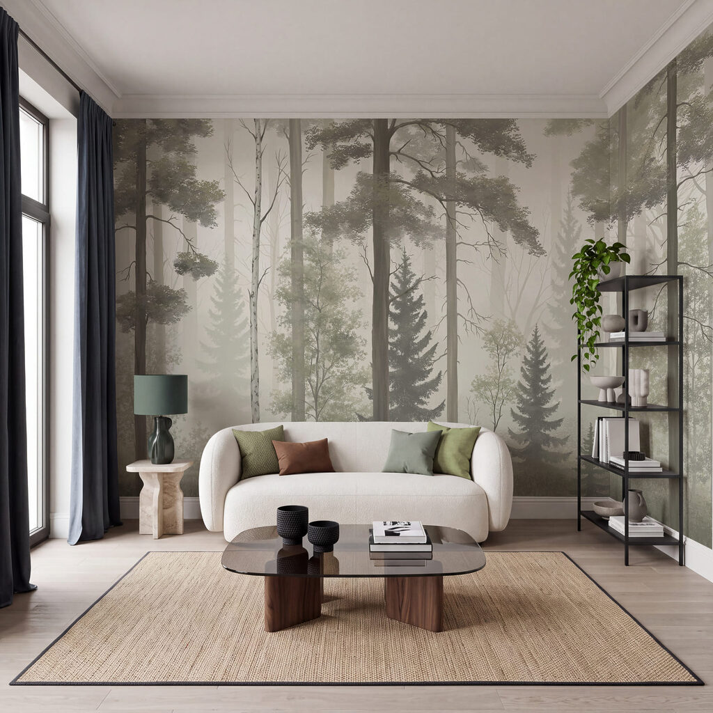 Hoge stammen in bosnevel — interieur 3