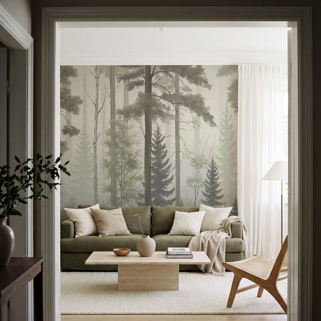 Hoge stammen in bosnevel — interieur 5