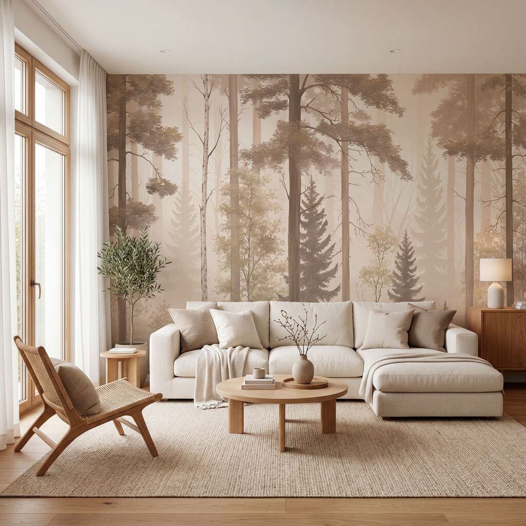 Hoge stammen in bosnevel — interieur 1
