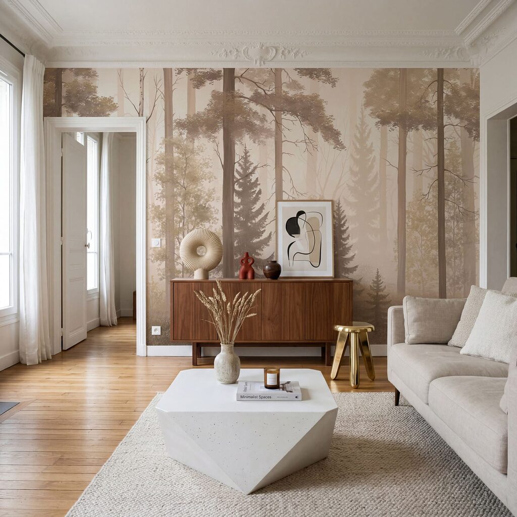 Hoge stammen in bosnevel — interieur 3