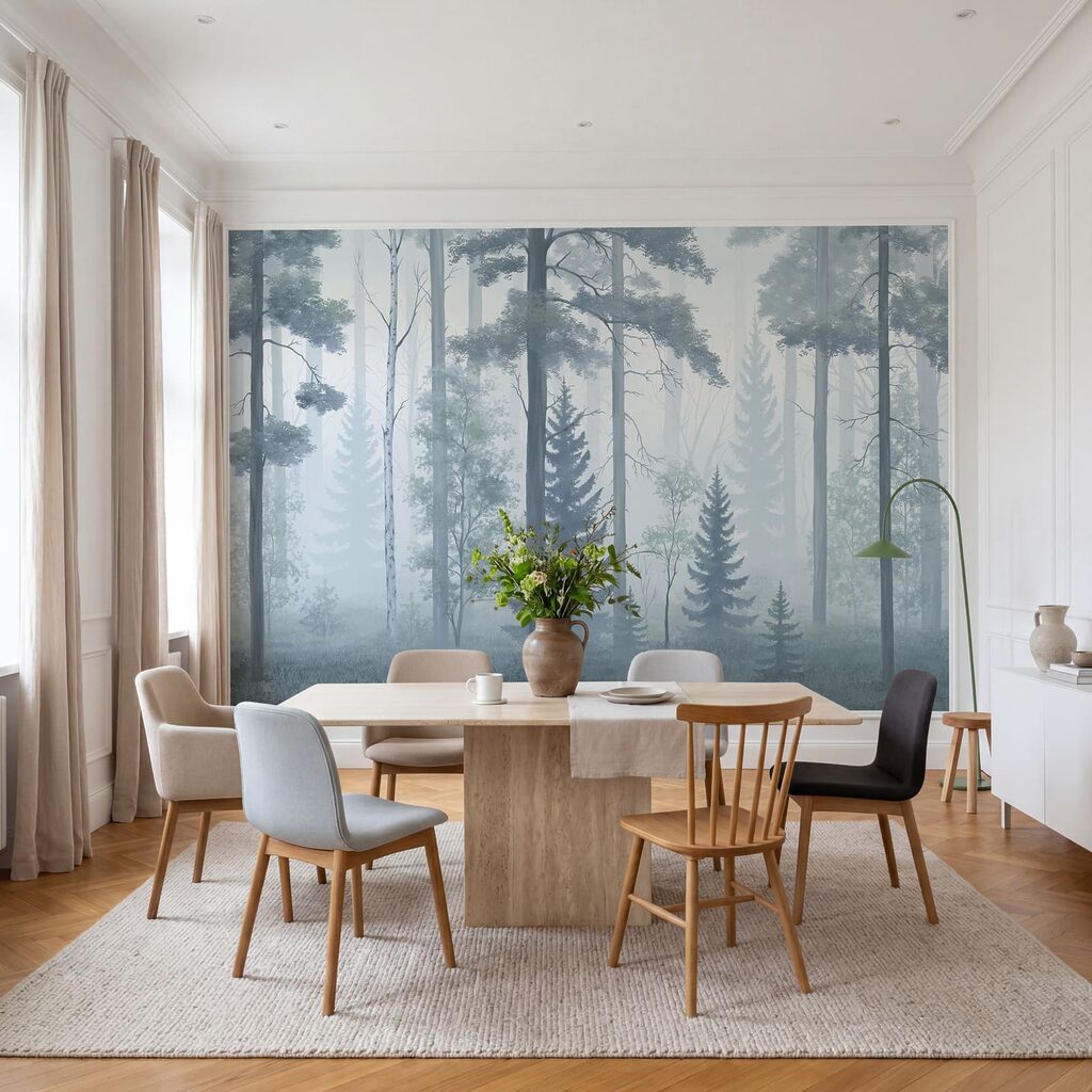 Hoge stammen in bosnevel — interieur 4