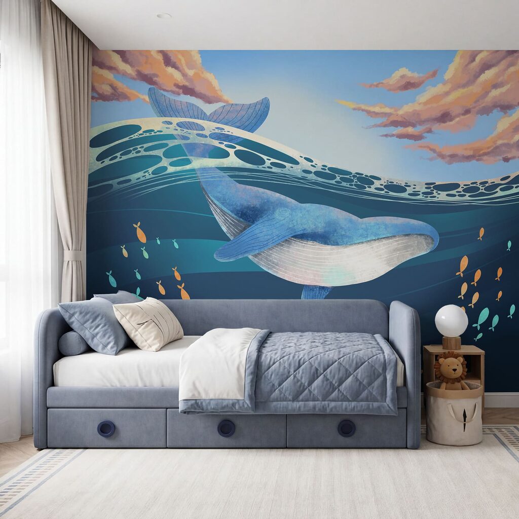 Walvis onder golvend water — interieur 2