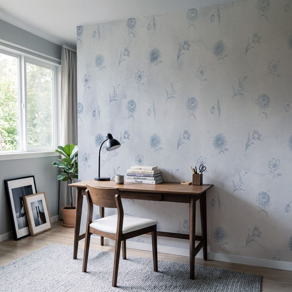 Bloempjes op verweerde verf — interieur 4