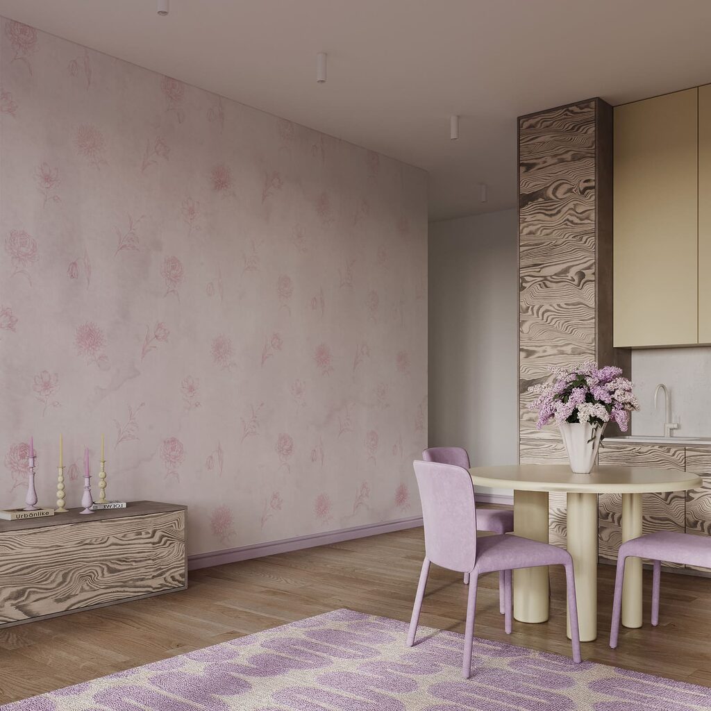 Bloempjes op verweerde verf — interieur 3