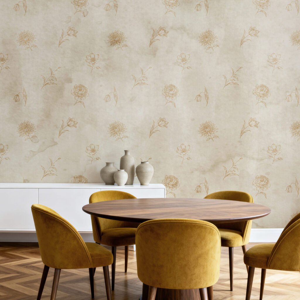 Bloempjes op verweerde verf — interieur 3