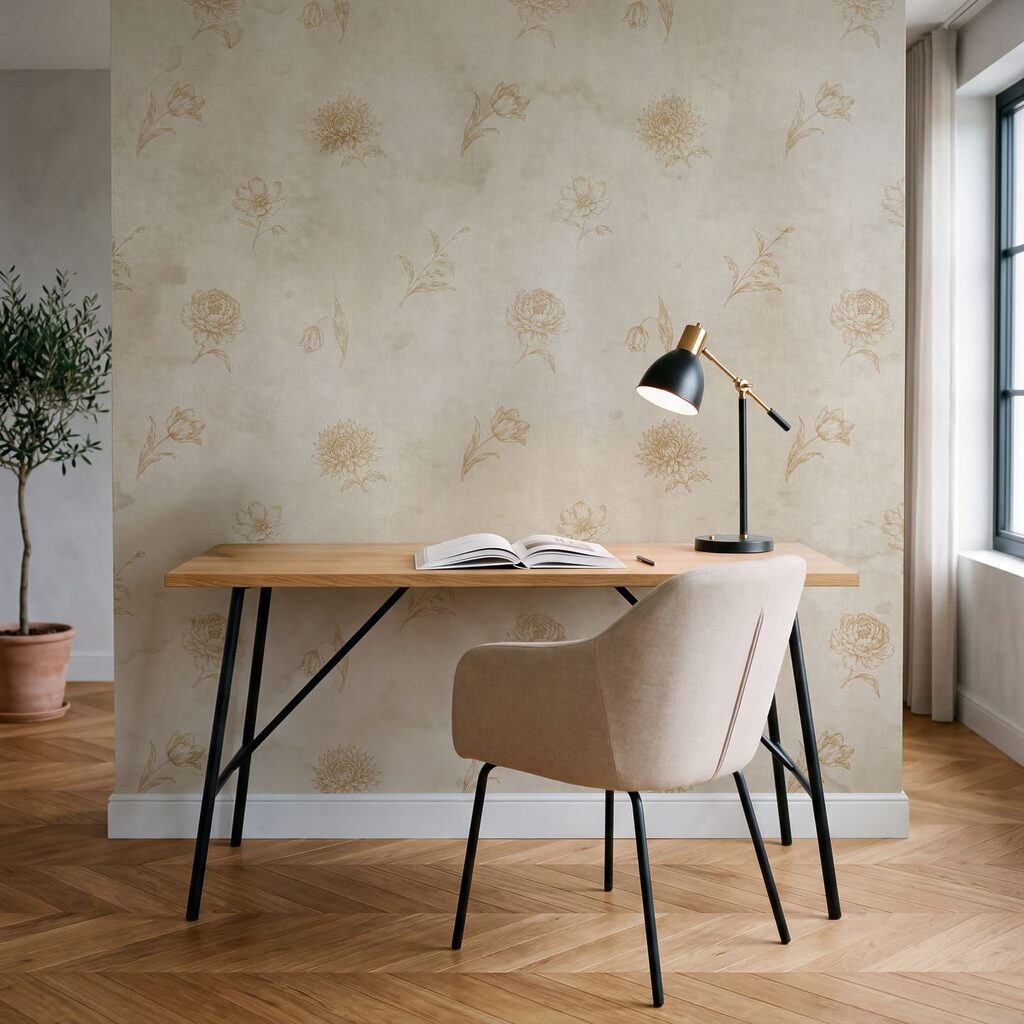 Bloempjes op verweerde verf — interieur 4