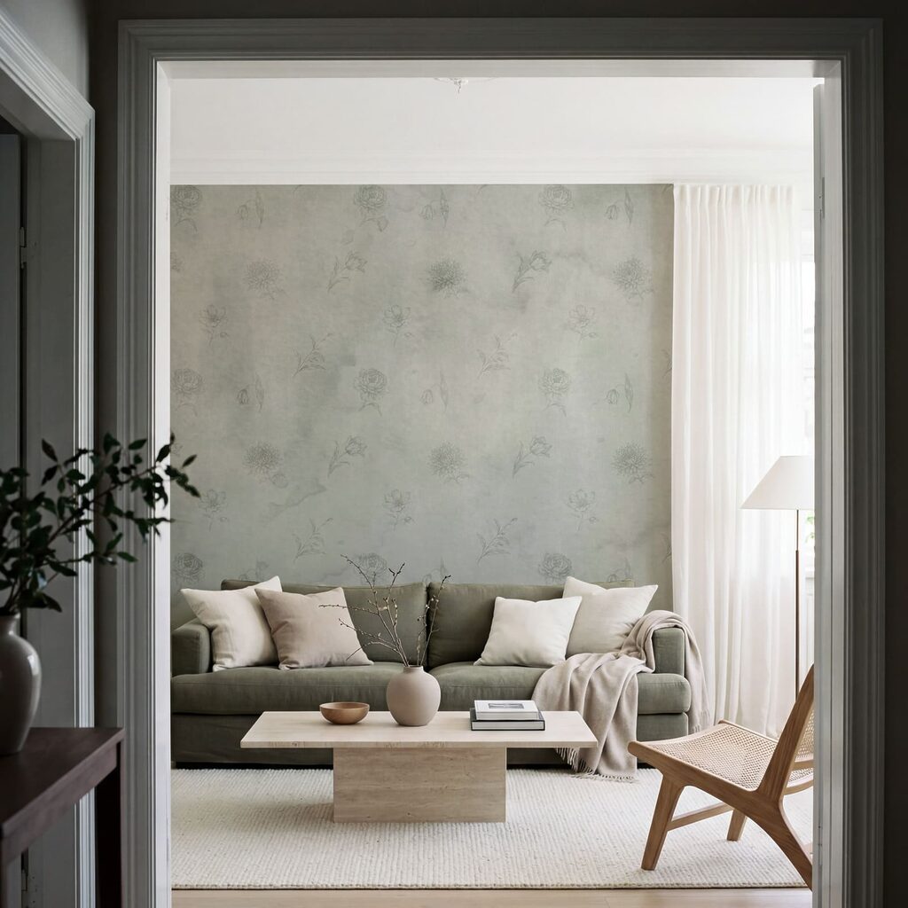 Bloempjes op verweerde verf — interieur 2