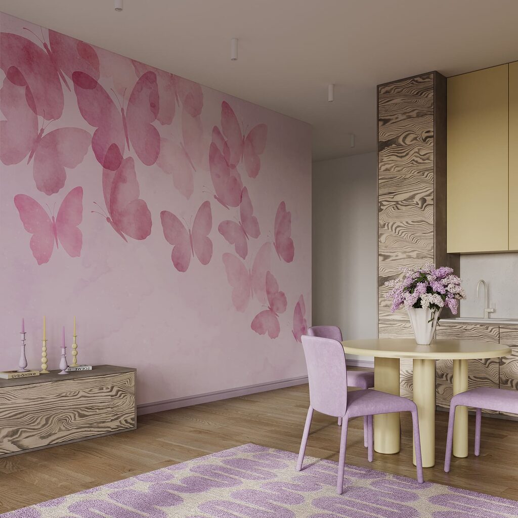 Vlinders langs zachte verfwolken — interieur 3