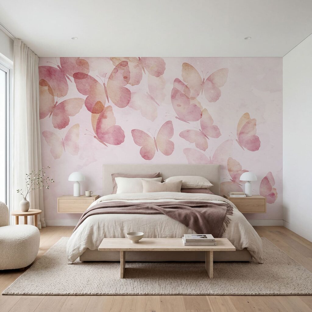 Vlinders langs zachte verfwolken — interieur 1